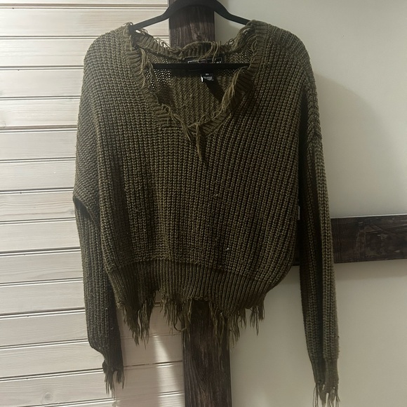 Polly & Esther Distressed Drop Shoulder Sweater - Picture 2 of 4